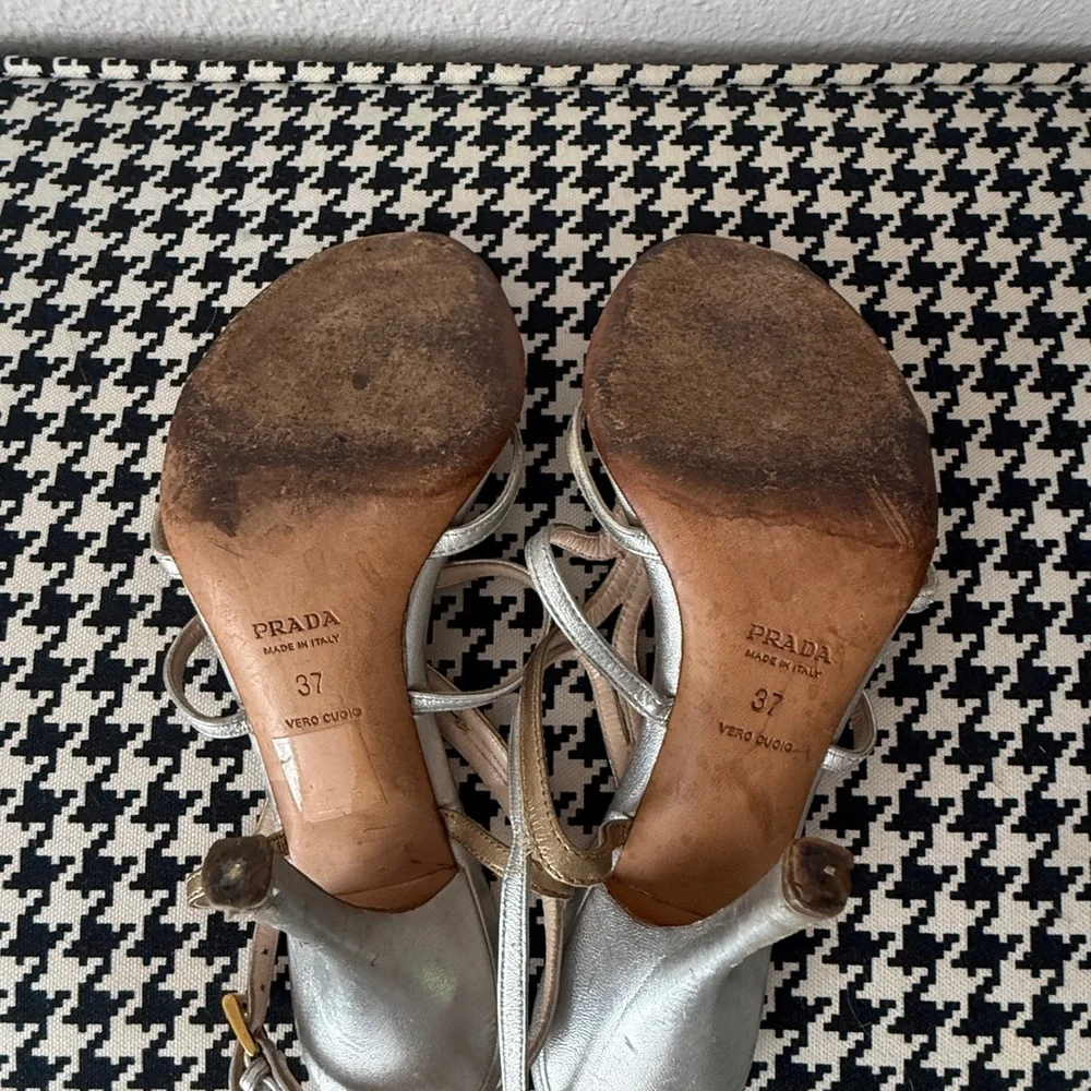 Prada Women's Metallic Strappy Sandals - Picture 7 of 8